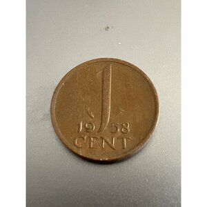 1958 Netherlands 1 Cent Coin With Juliana Queen Of The Netherlands Portrait